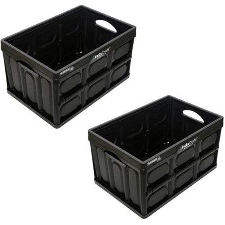 Caja de Almacenamiento Uso Rudo, InstaTrunk, MXLCX-002, 2 Pzas, 45kg, 53x36x29cm, Apilable y Colapsable, Polietileno, Color Neg