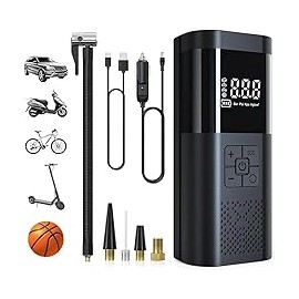 DAHAN Compresor de Aire Portatil, 6000 mAh Inflador de Llantas para Auto Inteligente Inalámbrico con Pantalla LCD Digital, 150P