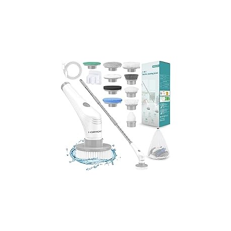 Homtronics Cepillo Electrico para Baño Limpieza, [IPX8 Resistente al Agua] Cepillo Giratorio para Baño con 10 Cabezas de Cepill