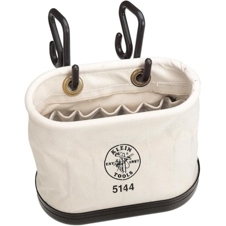 Klein Tools 5144 Bucket, 6 Canvas, Oval Aerial Basket, 15 Pockets