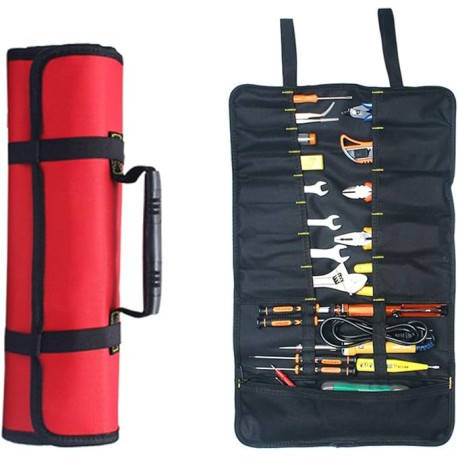 Bolsa enrollable para herramientas con 22 bolsillos, organizador grande, fácil de almacenar, juego de herramientas enrollables,