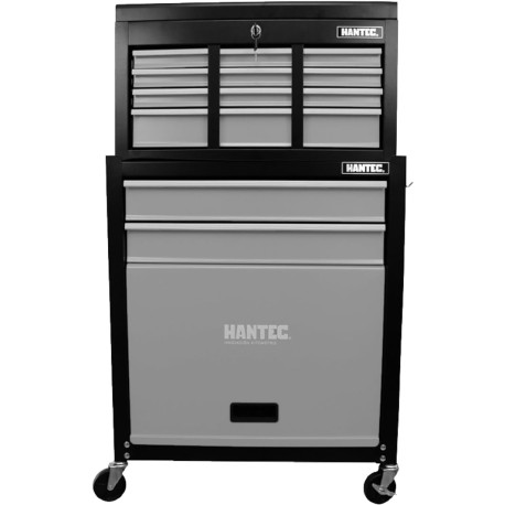 Hantec Combo Caja de Herramientas y Estante Móvil con 9 Cajones fabricando en Metal Color Gris