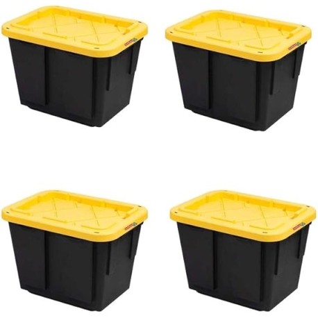 Organizador Caja para Candado, BoxIt, MXOXX-004, 4 Pzas, 45 Lt, 51x38x37cm, Apilable, Polietileno, Color Negro/Amarillo.