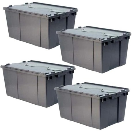 Caja Organizadora Uso Rudo, BoxArch15, MXARX-004, 4 Pzas, 15kg, 50x30x21cm, Apilable, Bisagras, Polietileno, Color Gris.