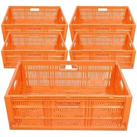 Caja Colapsable Manejo Sencillo, MechaBox21, MXHXH-005, 5 Pzas, 21kg, 40x60x21cm, Apilable y Colapsable, Polietileno, Color Nar