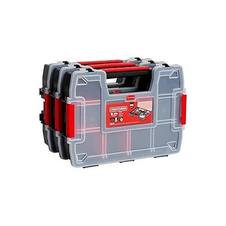 CRAFTSMAN Organizador de almacenamiento, organizador de piezas pequeñas, paquetes de 3 con 10 compartimentos, tapa incluye cier