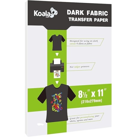 Koala Papel de transferencia de calor para camisetas – 10 hojas de vinilo de tela oscura, vinilo de transferencia de calor impr