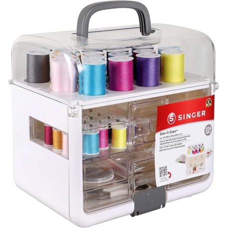 Singer - Sew-It-Goes, 224 piezas, kit de costura y organizador de manualidades, estuche de costura con hilo de coser a máquina,