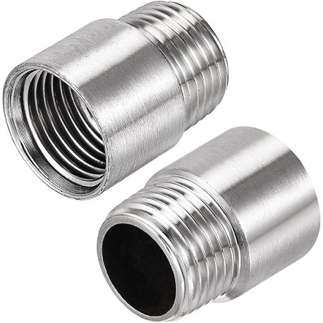 uxcell - Brazo de extensión de cabezal de ducha de acero inoxidable 1/2PT macho a rosca hembra 1/2PT 30 mm de longitud, acoplad