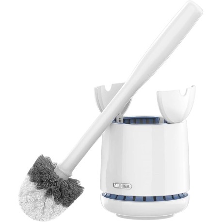 MR.SIGA Escobilla de Inodoro y Soporte con depósito de Secado rápido y Mango Fijo, Cepillo Premium para Cuarto de baño, Color B