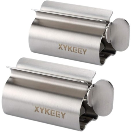XYKEEY Exprimidor de tubo de pasta de dientes, juego de 2 rodillos exprimidores de pasta de dientes, soporte de asiento de tubo