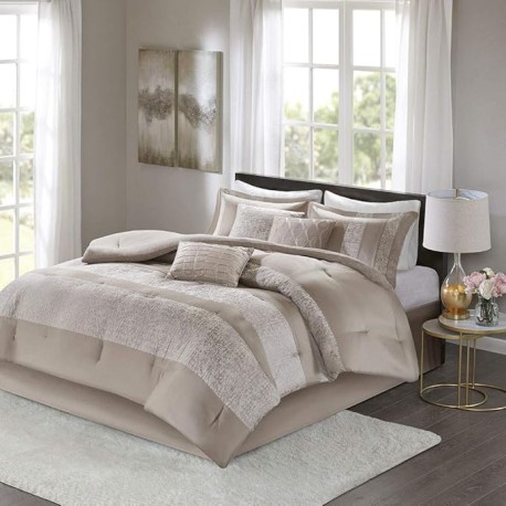 Madison Park Juego de edredón de 7 Piezas de Chenilla Jacquard, Marrón Topo, King, 1, 1