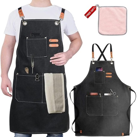Delantal de pintura Delantal de cocina Delantal de carpintero Delantal con espalda cruzada Delantal para hombres y mujeres Dela