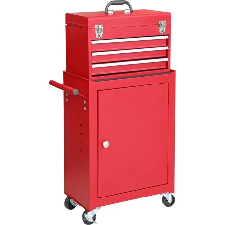 Torin GSTANDARD APTB202R Organizador de Herramientas de taller con Ruedas para cochera, 3 cajones Desmontables, con clóset de A