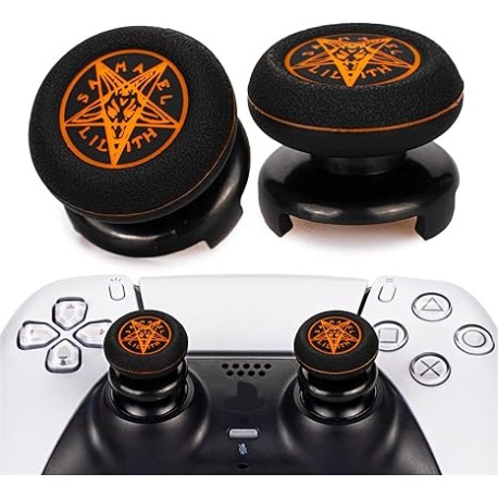 Playrealm FPS Thumbstick Extender & Printing Rubber Silicone Grip Cover 2 Sets for PS5 Dualsenese & PS4 Controller (Demon Orang