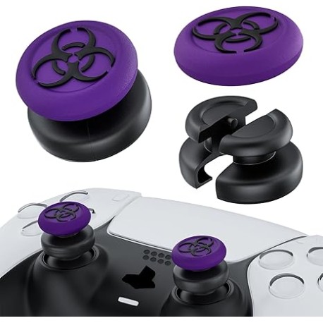 PlayRealm - Extensor de Palanca de Pulgar sin caída y Cubierta de Agarre de Silicona, 2 Juegos para Driver PS5 y PS4 (BH Morado
