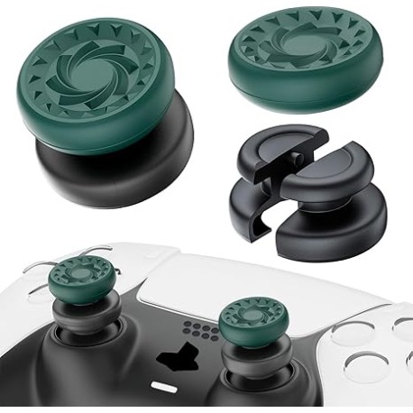 PlayRealm - Extensor de Palanca de Pulgar sin caída y Cubierta de Agarre de Silicona, 2 Juegos para Driver PS5 y PS4 (Verde Whi