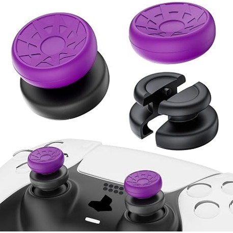 PlayRealm Extensor de barra de pulgar sin caída y cubierta de agarre de silicona, 2 juegos para driver PS5 y PS4 (rosa turbo)