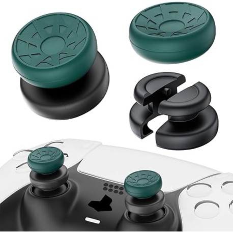 PlayRealm Extensor de barra de pulgar sin caídas y cubierta de agarre de silicona, 2 juegos para driver PS5 y PS4 (verde turbo)