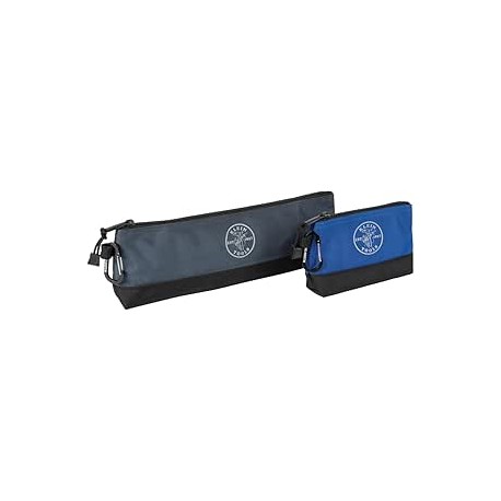 Klein Tools 55559 - Bolsa de Herramientas con Cierre de pie, con mosquetones, Bolsas de Utilidad Azul y Gris de 14 Pulgadas con