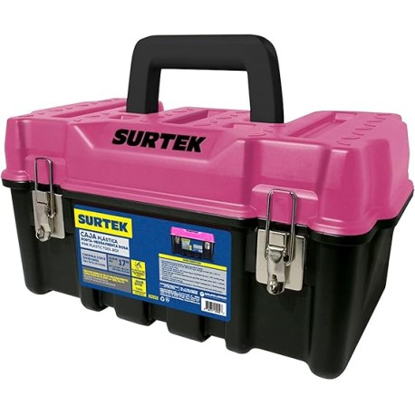Surtek Caja plástica con broches metálicos