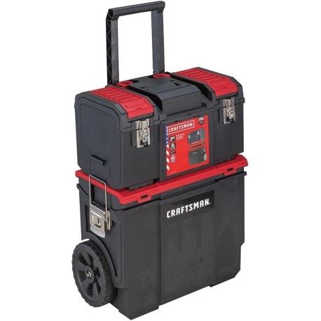CRAFTSMAN - 48.2 centímetros. Caja de herramientas rodante 3 en 1 con ruedas, roja, de plástico, con cerradura (CMST18614).