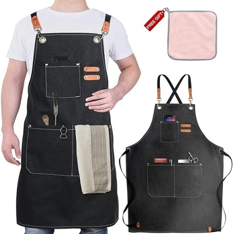 Delantal de pintura Delantal de cocina Delantal de carpintero Delantal con espalda cruzada Delantal para hombres y mujeres Dela