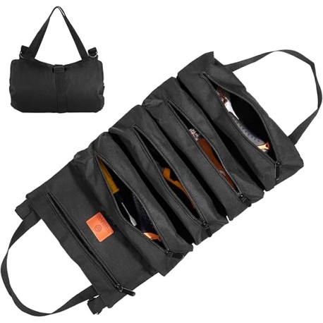 RabbitStorm Bolsa de Herramientas， Bolsa de Herramientas con 5 Bolsillos con Cremallera, Bolsa de Herramientas Enrollable Versá