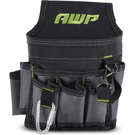 AWP Bolsa de herramientas para electricista de nailon balístico | AWP Mini bolsa de herramientas para electricista | Negro y gr