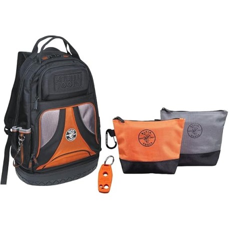 Klein Tools 80038 - Kit de herramientas para mochila, mochila Tradesman Pro, bolsas de herramientas con cierre y magnetizador, 