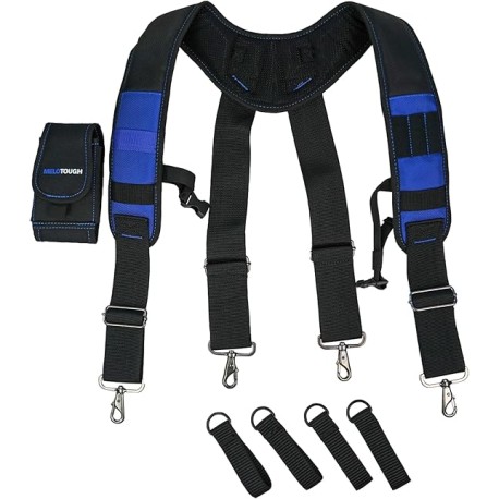 MELOTOUGH - Tirantes de cinturón de trabajo para cinturón de herramientas y tirantes acolchados para construcción, Color Azul, 