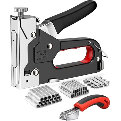 Engrapadora Tipo Pistola 3 en 1,Pistola Grapadora Resistente, con 6000 Grapas, Removedor de Grapas,para Madera, Tapicería, Carp