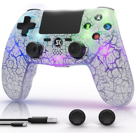 Controller for PS4, Wireless Controllers for PlayStation 4/Pro/Slim, Remote Control with Adjustable RGB Light/1000mAh Battery/6