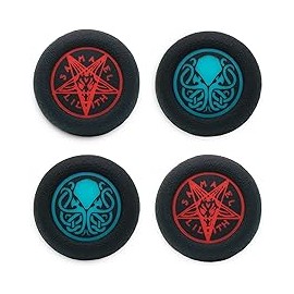 Playrealm Soft Rubber Silicone Printing Thumb Grip Cover x 4 for PS5, PS4, Xbox Series X/S, Xbox One, Switch PRO Controller(Uns