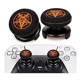 Playrealm FPS Thumbstick Extender & Printing Rubber Silicone Grip Cover 2 Sets for PS5 Dualsenese & PS4 Controller (Demon Orang