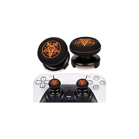 Playrealm FPS Thumbstick Extender & Printing Rubber Silicone Grip Cover 2 Sets for PS5 Dualsenese & PS4 Controller (Demon Orang