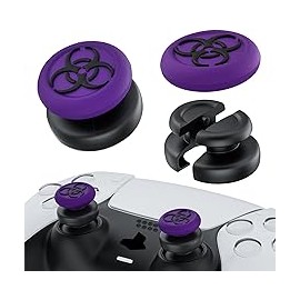 PlayRealm - Extensor de Palanca de Pulgar sin caída y Cubierta de Agarre de Silicona, 2 Juegos para Driver PS5 y PS4 (BH Morado