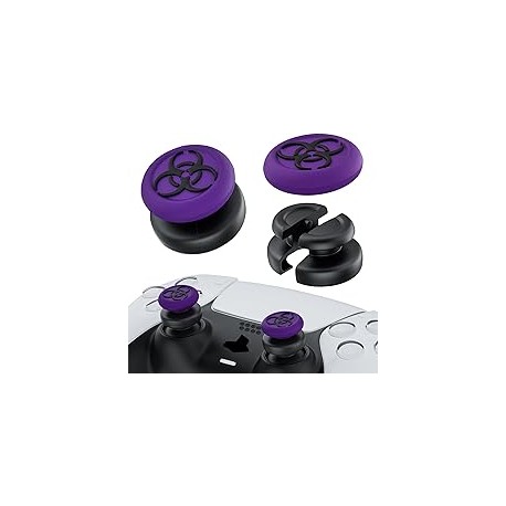 PlayRealm - Extensor de Palanca de Pulgar sin caída y Cubierta de Agarre de Silicona, 2 Juegos para Driver PS5 y PS4 (BH Morado