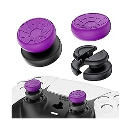 PlayRealm Extensor de barra de pulgar sin caída y cubierta de agarre de silicona, 2 juegos para driver PS5 y PS4 (rosa turbo)