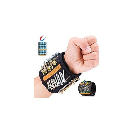 Muñequera magnética con 20 potentes imanes Potentes herramientas de muñeca magnéticas, muñequeras magnéticas de regalo para hom